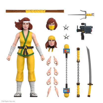 Super7 ULTIMATES! Teenage Mutant Ninja Turtles Ninja April - 7" TMNT Action Figure with Accessories Classic Cartoon Collectibles and Retro Toys