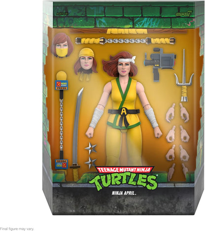 Super7 ULTIMATES! Teenage Mutant Ninja Turtles Ninja April - 7" TMNT Action Figure with Accessories Classic Cartoon Collectibles and Retro Toys