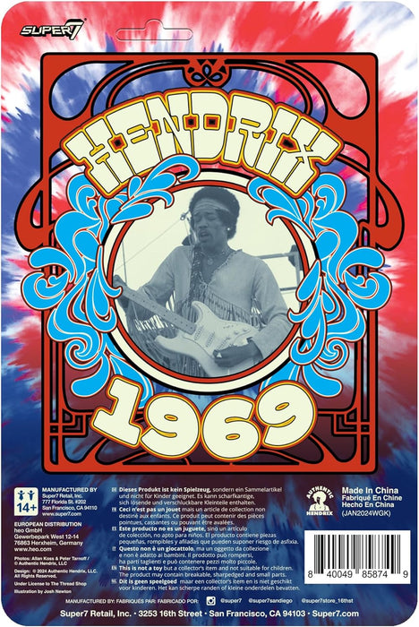 SUPER7 Jimi Hendrix Festival - Jimi Hendrix Action Figure 9.5 cm with Classic Collectible Accessories and Retro Toys