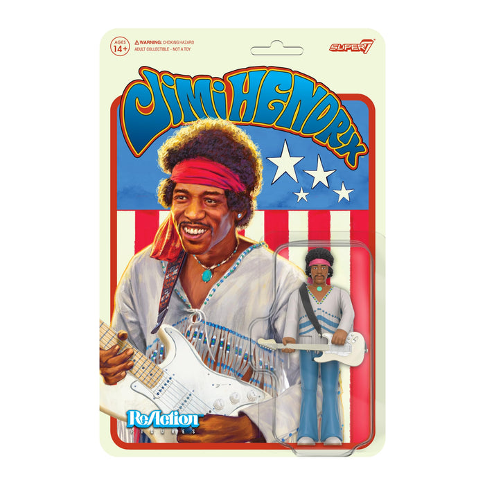 SUPER7 Jimi Hendrix Festival - Jimi Hendrix Action Figure 9.5 cm with Classic Collectible Accessories and Retro Toys
