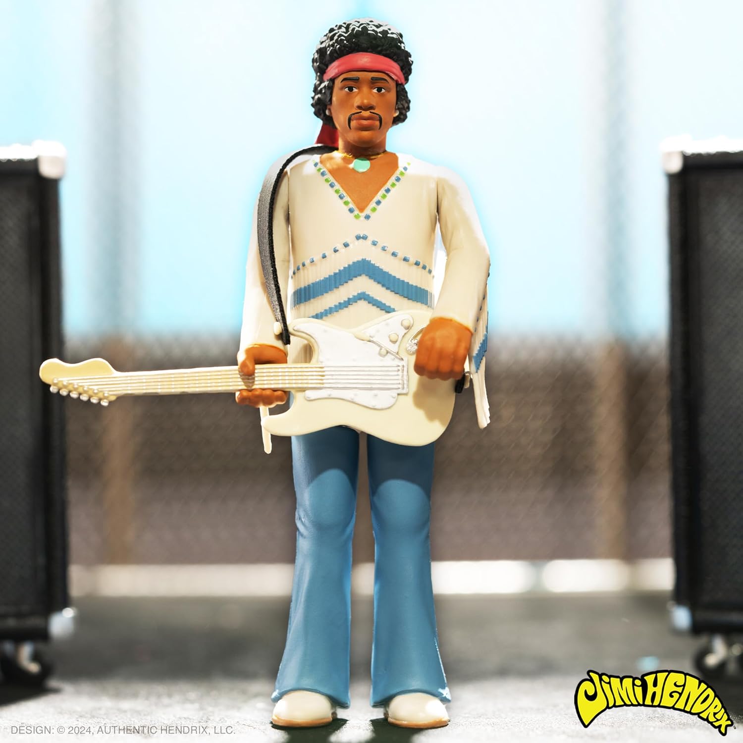 SUPER7 Jimi Hendrix Festival - Jimi Hendrix Action Figure 9.5 cm with Classic Collectible Accessories and Retro Toys