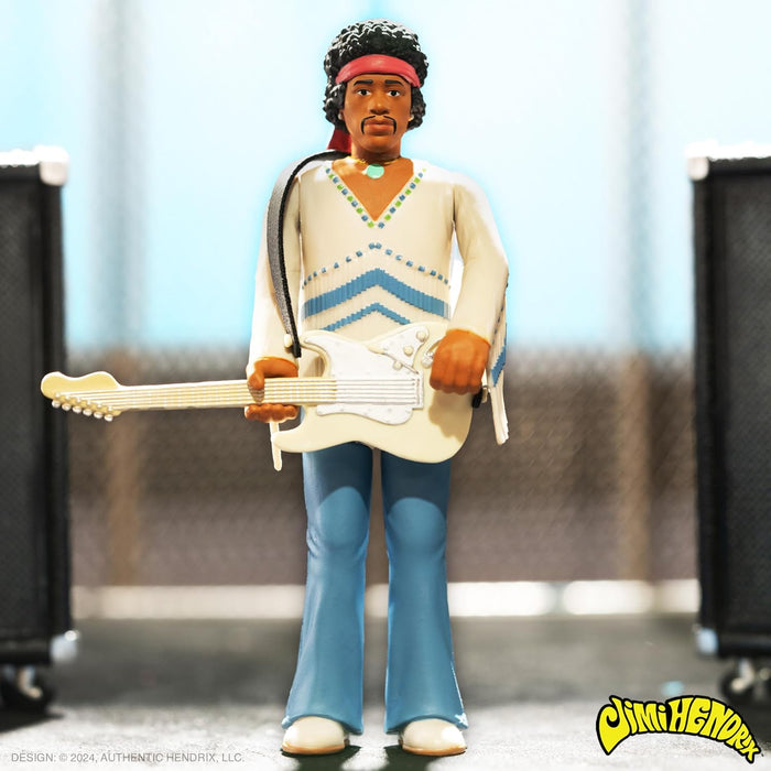 SUPER7 Jimi Hendrix Festival - Jimi Hendrix Action Figure 9.5 cm with Classic Collectible Accessories and Retro Toys