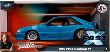 Jada Toys 253203098 Fast & Furious 1989 Ford Mustang GT offizielles Lizenziertes Metall-Fahrzeug aus Film Schnell und wütend, öffnende Elemente, Maßstab 1:24.