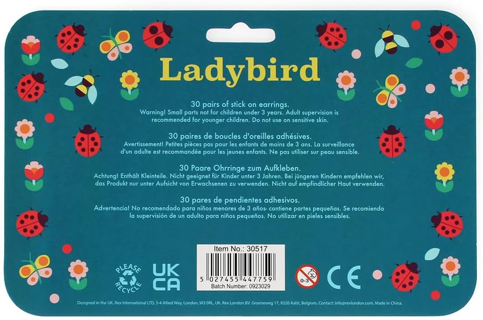 Ladybird Stick On Earrings (30 pairs