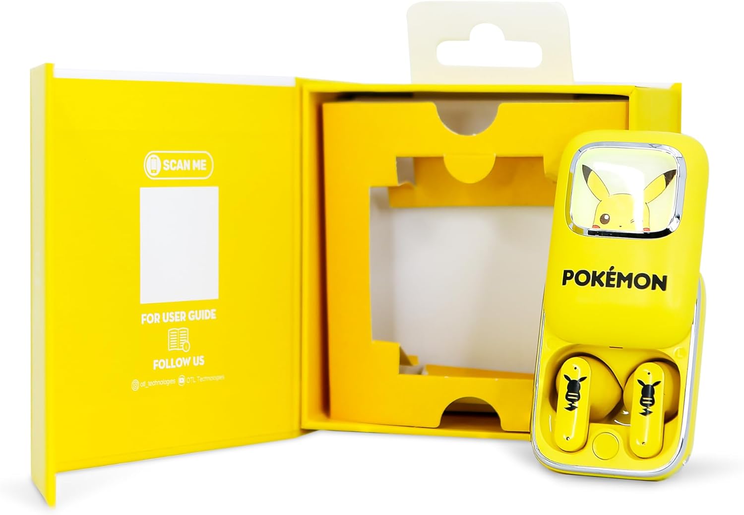 OTL Technologies PK1270 Pokémon Pikachu Slider TWS Earphones with LED Light Up Charging Case - Yellow