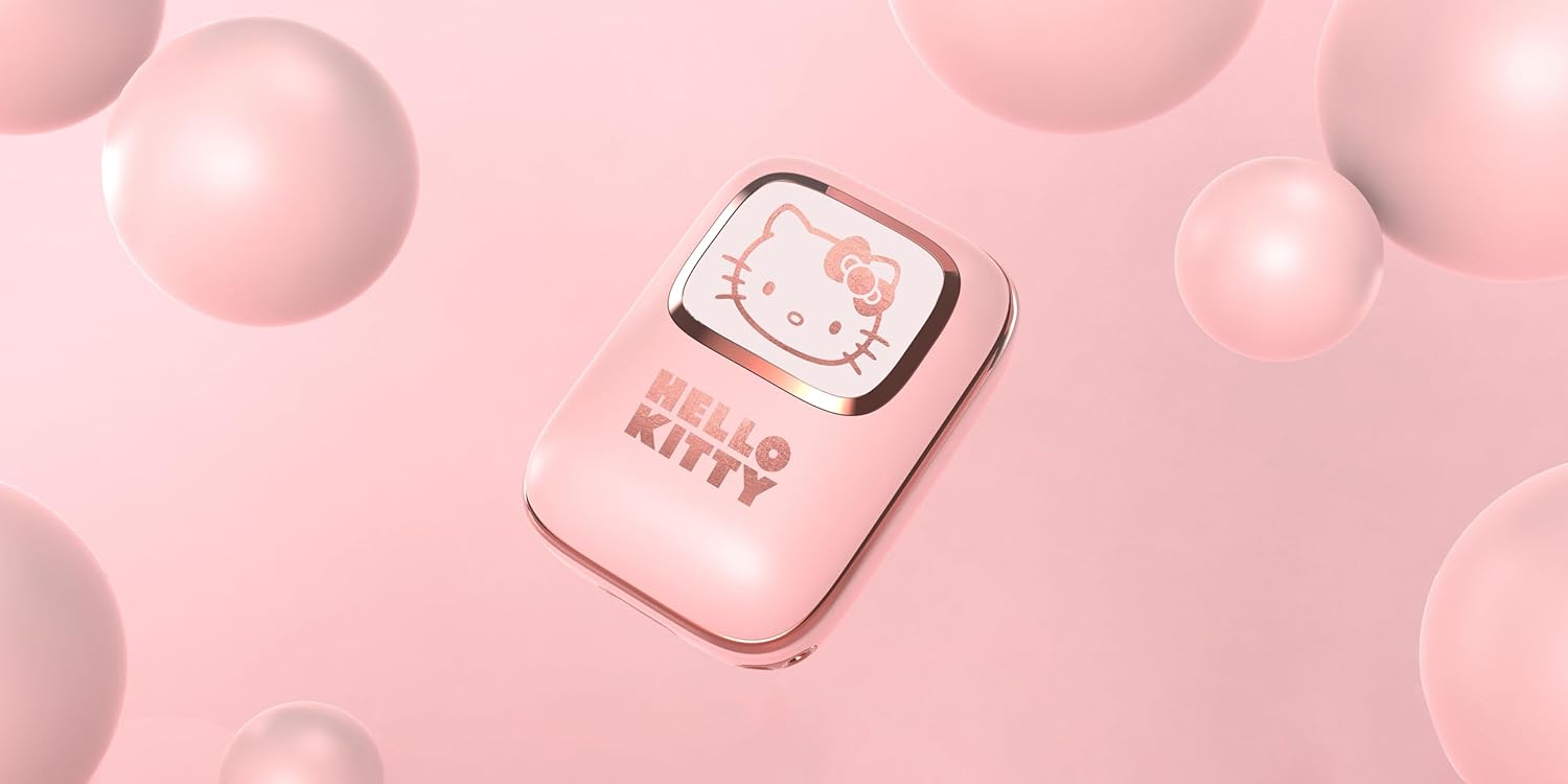 OTL Technologies HK1281 Hello Kitty Slide Open TWS Earphones with LED Light Up Display and Wireless Charging Case - Pink