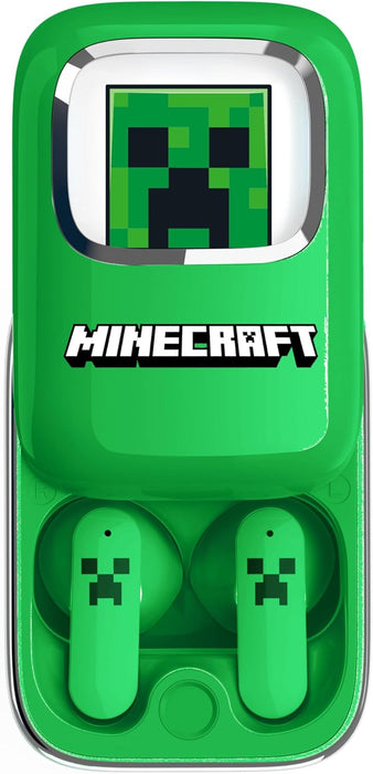 OTL Technologies MC1316 Minecraft Creeper Slide TWS Earphones with LED Light Up Charging Case - Green