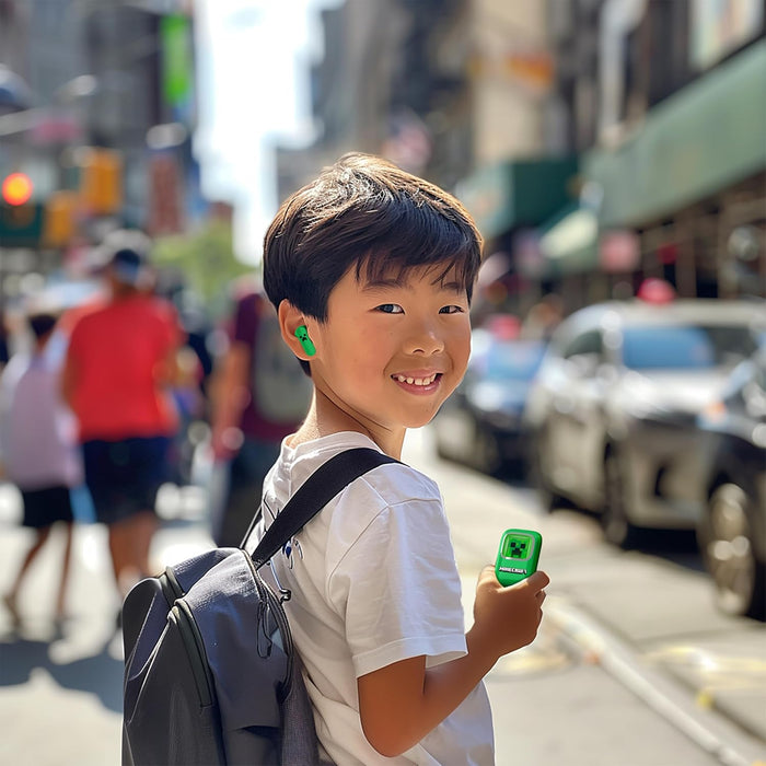 OTL Technologies MC1316 Minecraft Creeper Slide TWS Earphones with LED Light Up Charging Case - Green