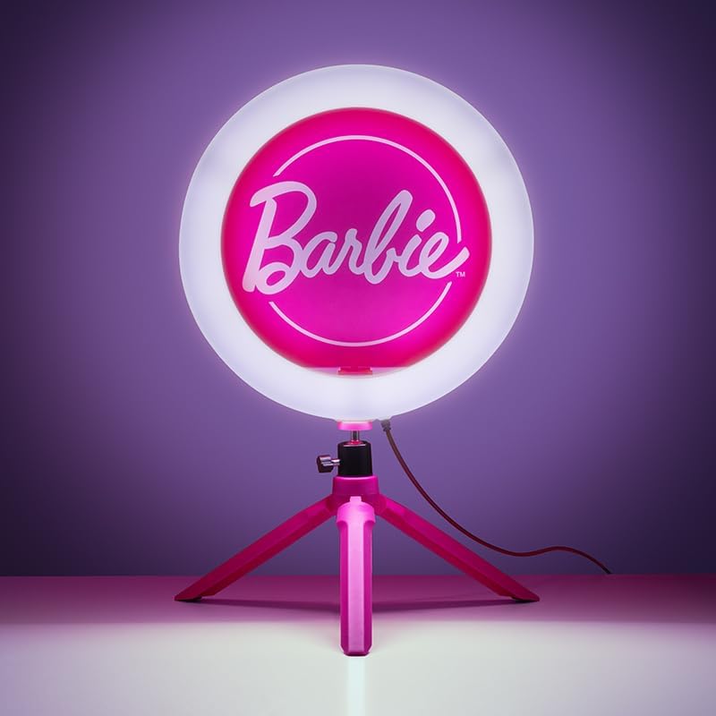 Barbie Streaming Light - Officially Licensed Adjustable Ring Light with Phone Holder, 3 Light Modes, Warm, Cool and Neutral, Gift for Girls Paladone