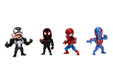 Jada Toys - Juego de 4 Figuras de Marvel (4 Piezas) de Metal Wave 1 Cultura Pop Figuras coleccionables Spider-Man Classic, Venom, Miles Morales Unmasked, Spider-Man 2099, 4 Unidades/Set, 6 cm