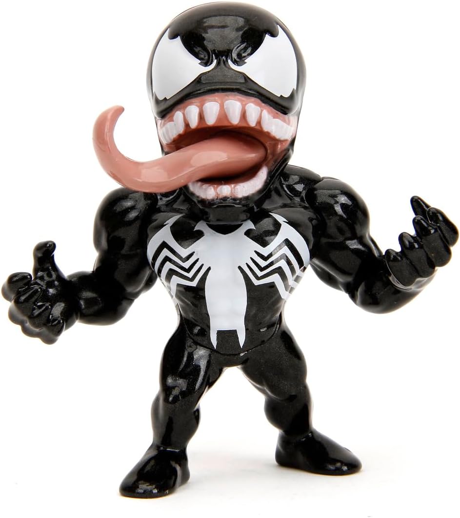 Jada Toys - Juego de 4 Figuras de Marvel (4 Piezas) de Metal Wave 1 Cultura Pop Figuras coleccionables Spider-Man Classic, Venom, Miles Morales Unmasked, Spider-Man 2099, 4 Unidades/Set, 6 cm