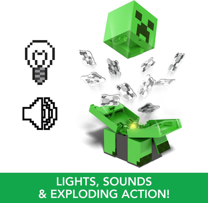 Mattel Minecraft Exploding RC Creeper with Lights & Sounds, 10 Explosion Particles, Game-Authentic Movement & DLC Code, HRR48