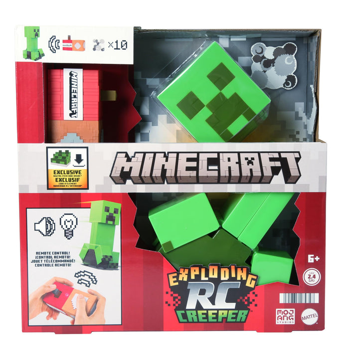 Mattel Minecraft Exploding RC Creeper with Lights & Sounds, 10 Explosion Particles, Game-Authentic Movement & DLC Code, HRR48