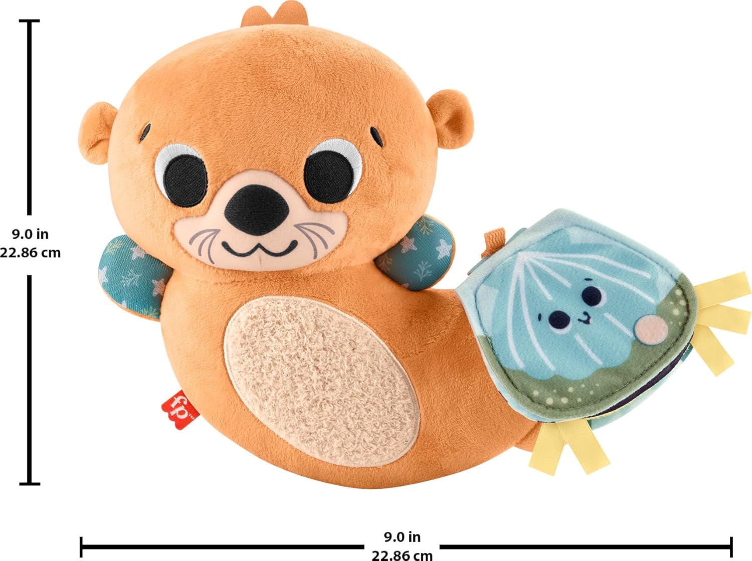 Fisher-Price Plush Baby Sensory Toy, 2-in-1 Rockin’ Tummy Time Otter with Soft Book for Newborn Tummy Time, HXG96