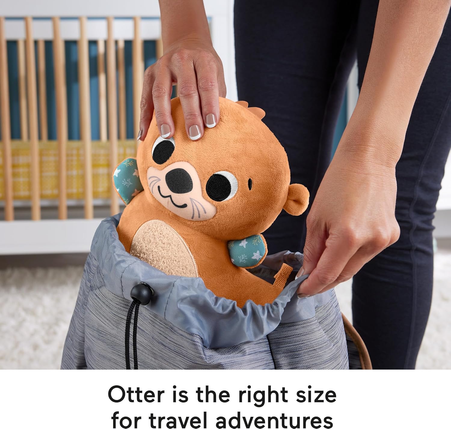 Fisher-Price Plush Baby Sensory Toy, 2-in-1 Rockin’ Tummy Time Otter with Soft Book for Newborn Tummy Time, HXG96