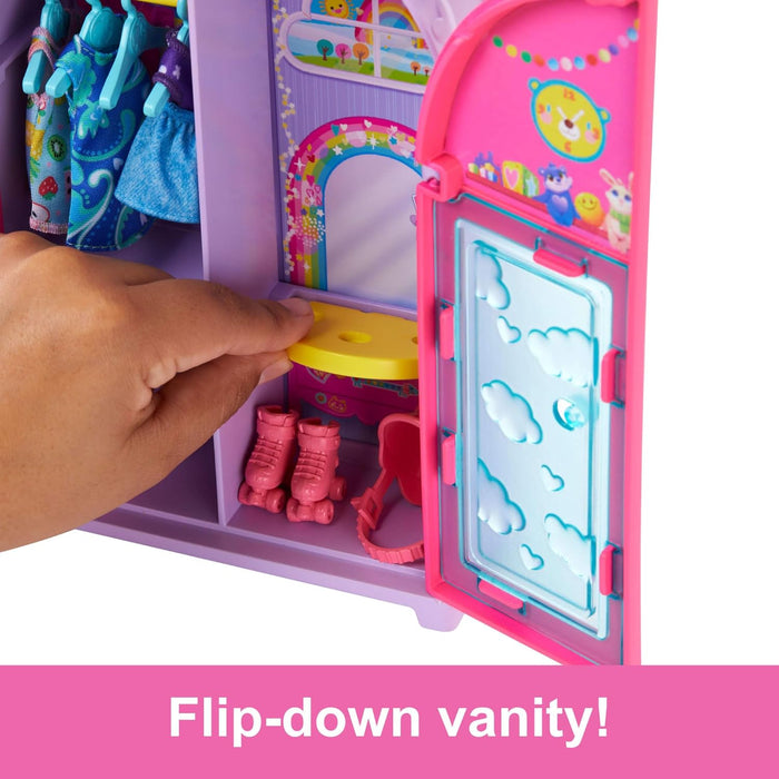 Barbie Chelsea Doll & Closet Toy Playset with 15 Pieces Clothes & Accessories Included, Foldable Set for On-The-Go Play & Storage, HXN03