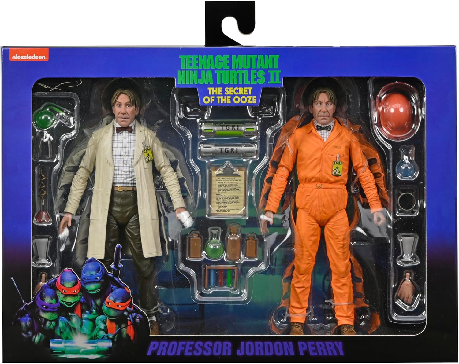 NECA Teenage Mutant Ninja Turtles 2: Secret of the Ooze - Actionfiguren im Maßstab 1:7, Laborkittel Professor Perry und Gefahrgutanzug Professor Perry 2-Figuren-Set