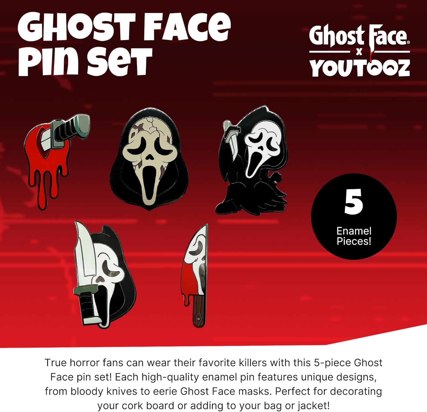 Scream Présentoir Pin's Set Ghost Face 9 cm (5), taille unique, Polychlorure de vinyle, Agate