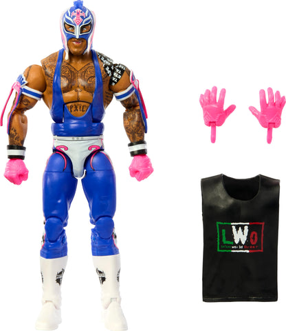 Mattel WWE Top Picks Elite Action Figure & Accessories Set, Rey Mysterio 6-inch Collectible with Swappable Hands, Ring Gear & 25 Articulation Points, HWX36