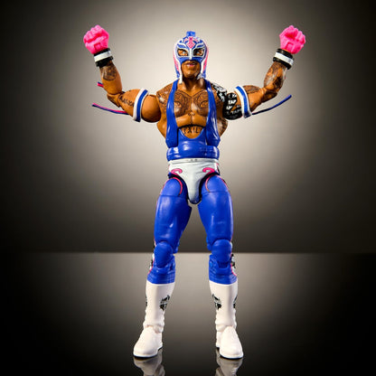 Mattel WWE Top Picks Elite Action Figure & Accessories Set, Rey Mysterio 6-inch Collectible with Swappable Hands, Ring Gear & 25 Articulation Points, HWX36