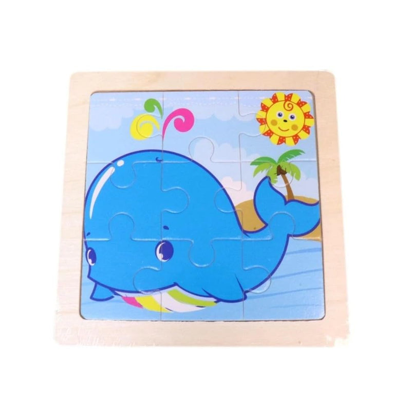 BG International - Houten puzzelspel, 11 x 11 cm, 9 stuks