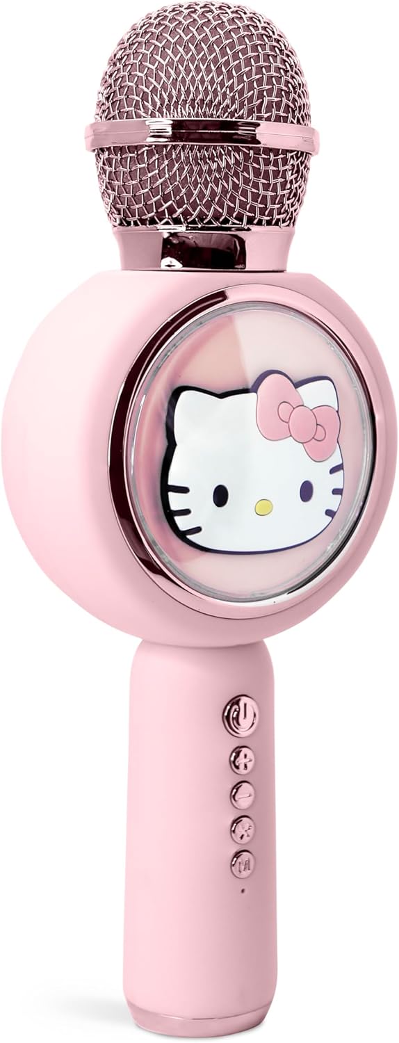 OTL Technologies Hello Kitty HK1210 Popsing LED Light Up Wireless Karaoke Microphone with Voice Changer Mode - Pink