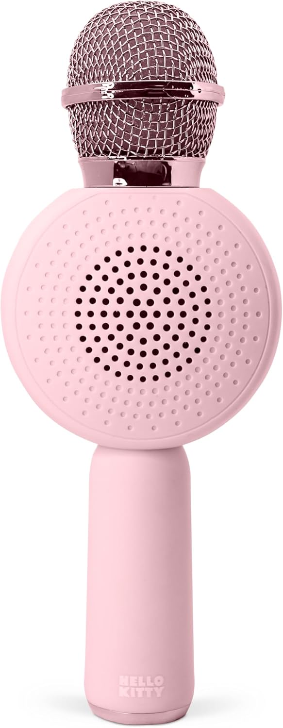 OTL Technologies Hello Kitty HK1210 Popsing LED Light Up Wireless Karaoke Microphone with Voice Changer Mode - Pink