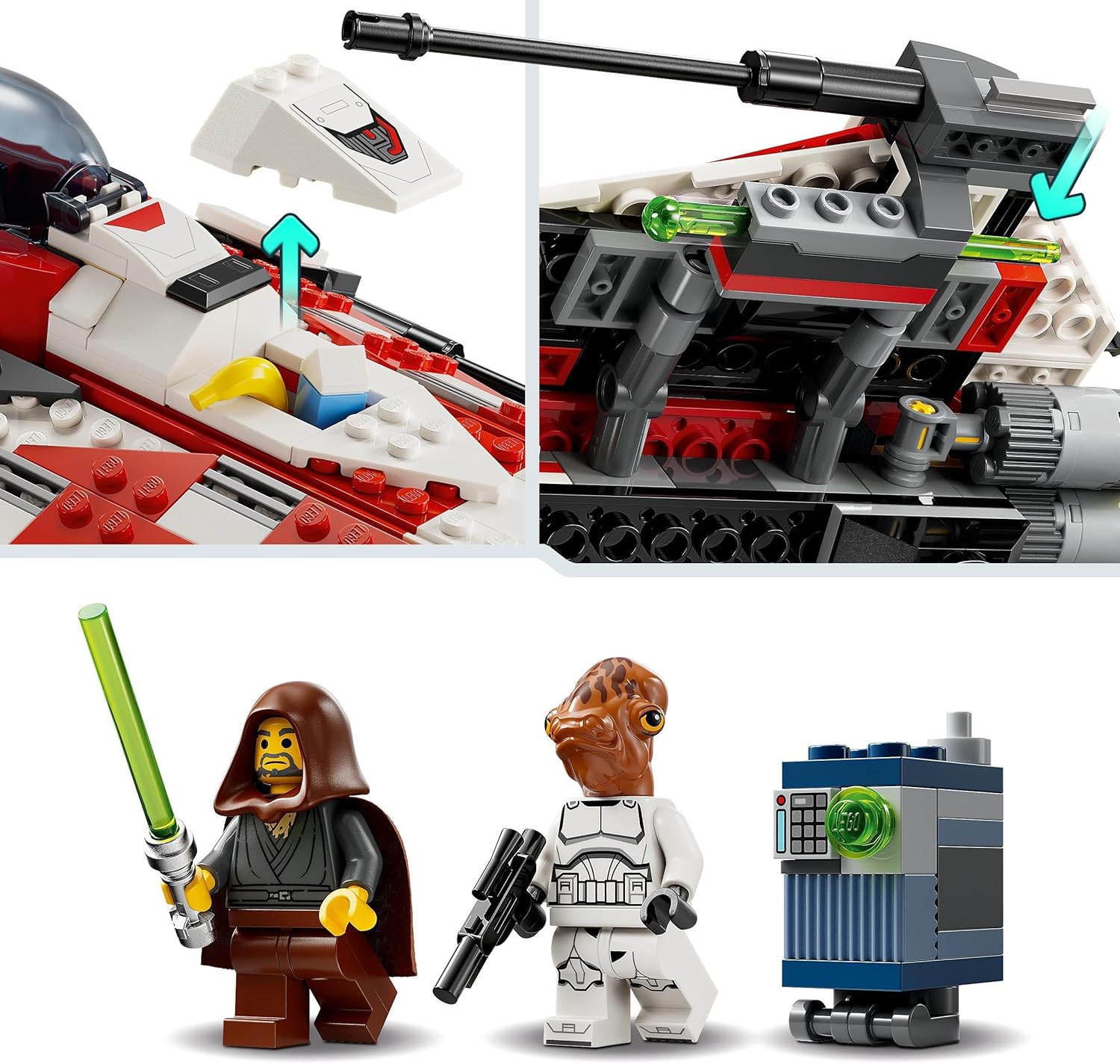 LEGO Star Wars Jedi Bob’s Starfighter Buildable Toy Vehicle for 8 Plus Year Old Boys & Girls, with 2 Character Minifigures and a Droid figure, Birthday Gift Idea for Kids and Fans 75388