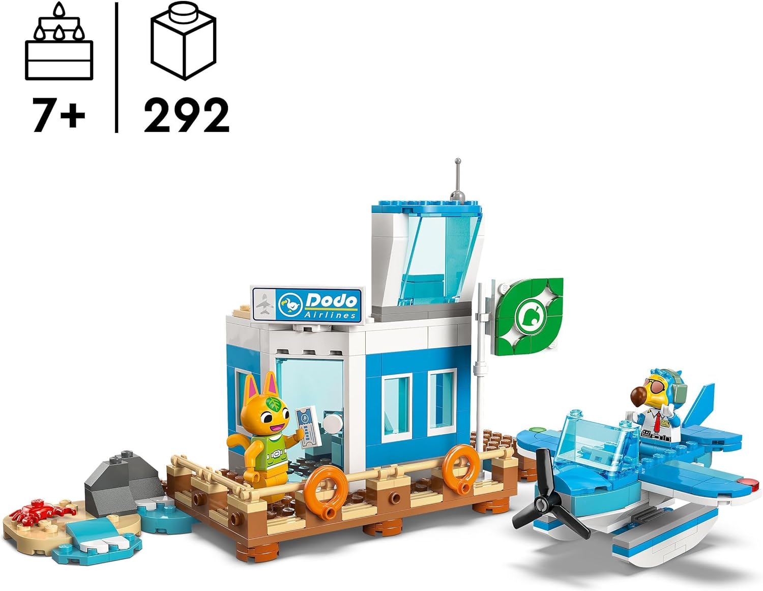 LEGO Animal Crossing Fly with Dodo Airlines Airport Playset, Plane Toy for 7 Plus Year Old Girls & Boys, with a Pilot Minifigure, Set Inspired by the Video Game Series, Birthday Gift for Kids 77051