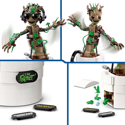 LEGO Marvel Dancing Groot Buildable Animated Toy Action Figure, Guardians of the Galaxy Character, Kids’ Hand-Operated Interactive Playset, Super Hero Gift for 10 Plus Year Old Boys and Girls 76297