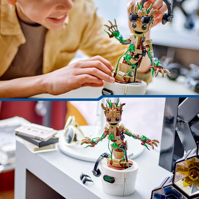 LEGO Marvel Dancing Groot Buildable Animated Toy Action Figure, Guardians of the Galaxy Character, Kids’ Hand-Operated Interactive Playset, Super Hero Gift for 10 Plus Year Old Boys and Girls 76297