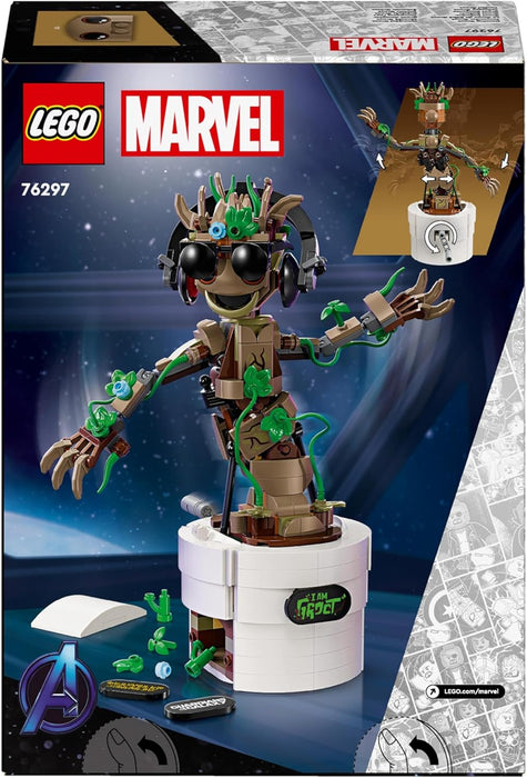 LEGO Marvel Dancing Groot Buildable Animated Toy Action Figure, Guardians of the Galaxy Character, Kids’ Hand-Operated Interactive Playset, Super Hero Gift for 10 Plus Year Old Boys and Girls 76297