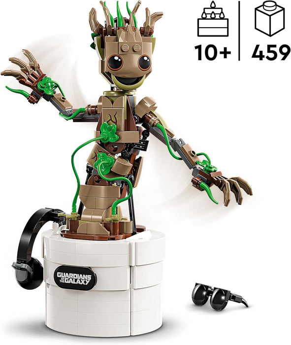 LEGO Marvel Dancing Groot Buildable Animated Toy Action Figure, Guardians of the Galaxy Character, Kids’ Hand-Operated Interactive Playset, Super Hero Gift for 10 Plus Year Old Boys and Girls 76297