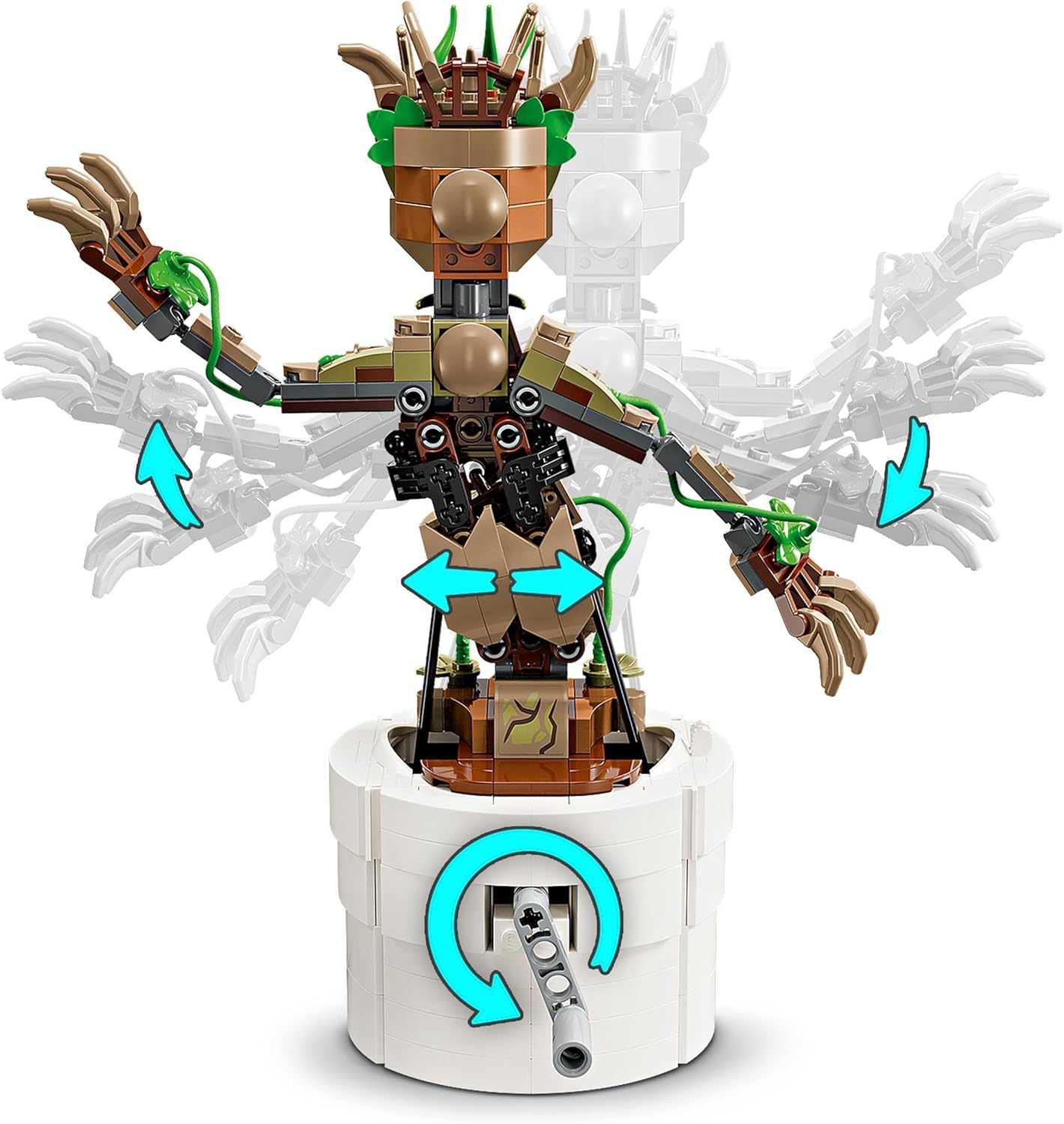 LEGO Marvel Dancing Groot Buildable Animated Toy Action Figure, Guardians of the Galaxy Character, Kids’ Hand-Operated Interactive Playset, Super Hero Gift for 10 Plus Year Old Boys and Girls 76297