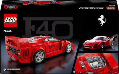 LEGO Speed Champions Ferrari F40 Supercar Buildable Vehicle, Toy Model Car for 9 Plus Year Old Boys and Girls, with Driver Minifigure, Kids' Bedroom Decoration, Gift Idea 76934