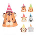 FREE & EASY Partyhoeden, 16 cm, dieren, set van 8 met oren, grappige wilde dieren, feesthoedjes voor kinderen, feesthoedjes, verkleedkostuum, themafeest, jungle, verjaardagsdecoratie