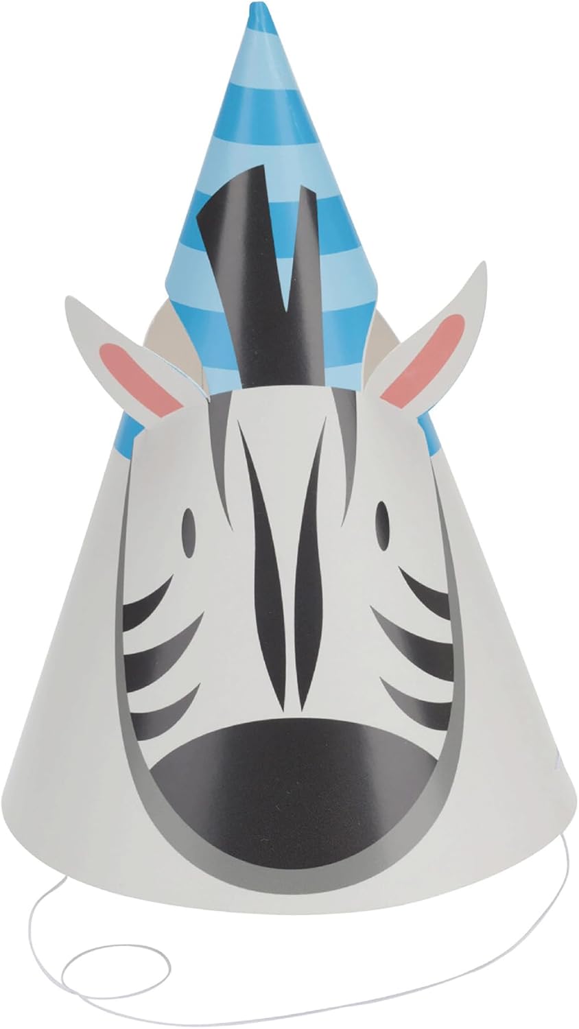 FREE & EASY Partyhoeden, 16 cm, dieren, set van 8 met oren, grappige wilde dieren, feesthoedjes voor kinderen, feesthoedjes, verkleedkostuum, themafeest, jungle, verjaardagsdecoratie
