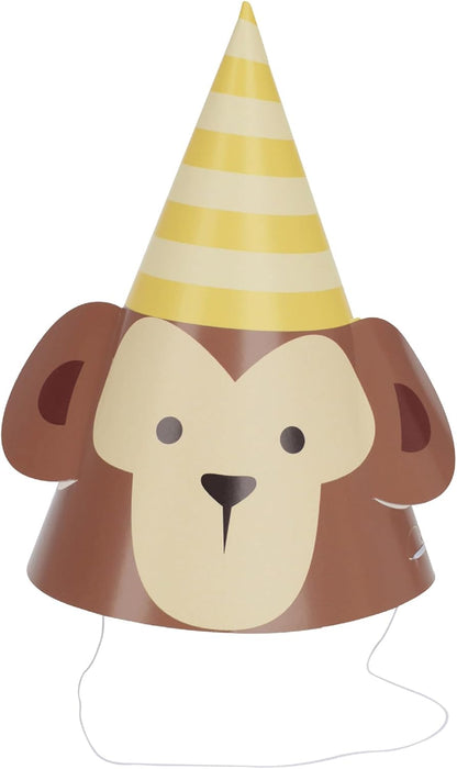 FREE & EASY Partyhoeden, 16 cm, dieren, set van 8 met oren, grappige wilde dieren, feesthoedjes voor kinderen, feesthoedjes, verkleedkostuum, themafeest, jungle, verjaardagsdecoratie