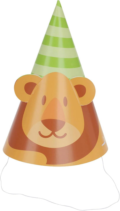 FREE & EASY Partyhoeden, 16 cm, dieren, set van 8 met oren, grappige wilde dieren, feesthoedjes voor kinderen, feesthoedjes, verkleedkostuum, themafeest, jungle, verjaardagsdecoratie