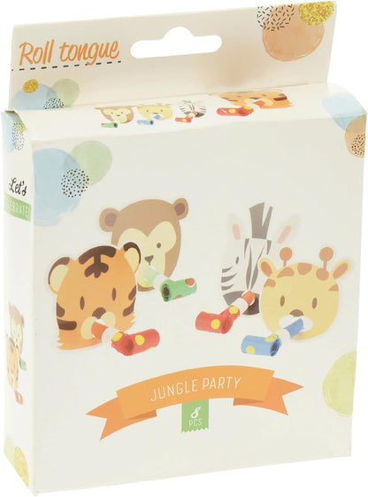 Dierenmaskers met feesttrotten voor kinderen, set van 8, grappige dierenmaskers, verkleedkleding, kostuumaccessoire voor themafeest, jungle, safari of dierentuin, kindermaskers dieren,