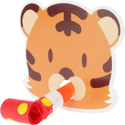Dierenmaskers met feesttrotten voor kinderen, set van 8, grappige dierenmaskers, verkleedkleding, kostuumaccessoire voor themafeest, jungle, safari of dierentuin, kindermaskers dieren,