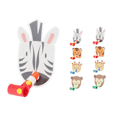 Dierenmaskers met feesttrotten voor kinderen, set van 8, grappige dierenmaskers, verkleedkleding, kostuumaccessoire voor themafeest, jungle, safari of dierentuin, kindermaskers dieren,