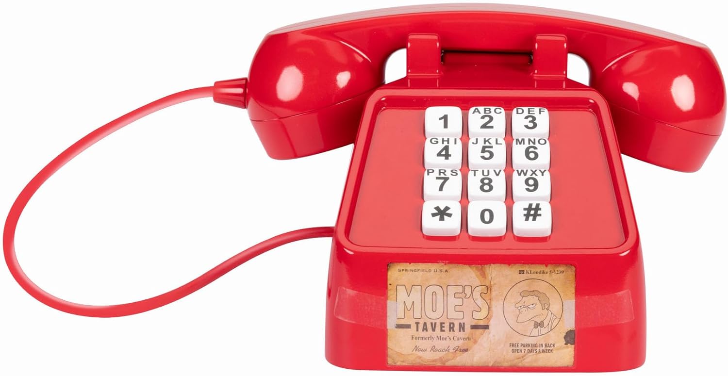 The Simpsons Moe’s Prank Phone by JAKKS Pacific, Feature Interactive Telephone From Moe’s Tavern, Over 10 Prank Calls and Phrases, 2 Modes of Play, for Kids and Collectors