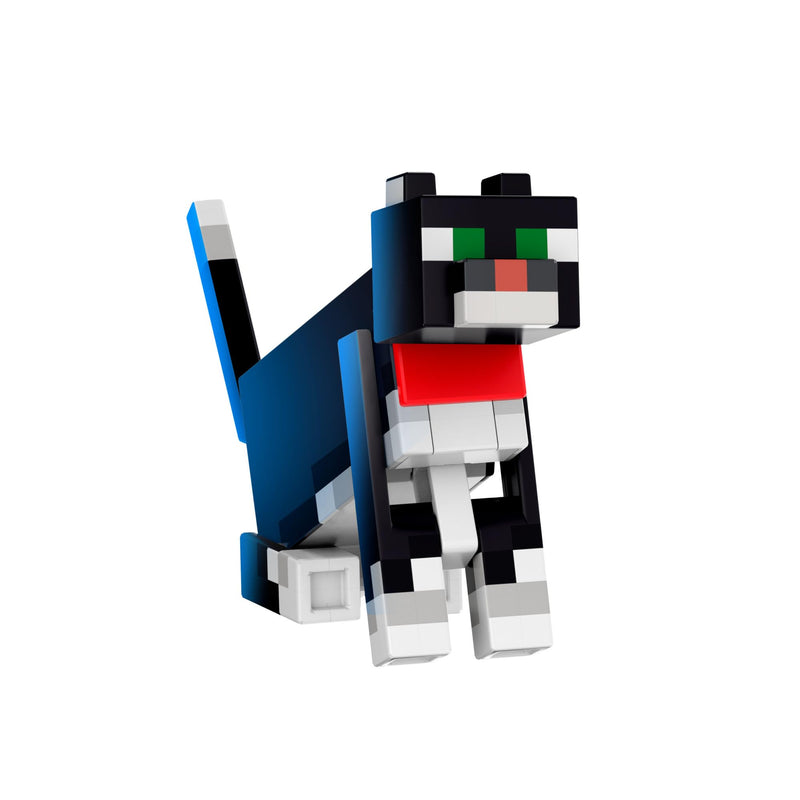 Mattel Minecraft Diamond Level Tuxedo Cat Action Figure with 4 Accessories, 5.5-in Collector Scale & Pixelated Design, HTM07