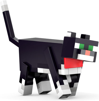 Mattel Minecraft Diamond Level Tuxedo Cat Action Figure with 4 Accessories, 5.5-in Collector Scale & Pixelated Design, HTM07