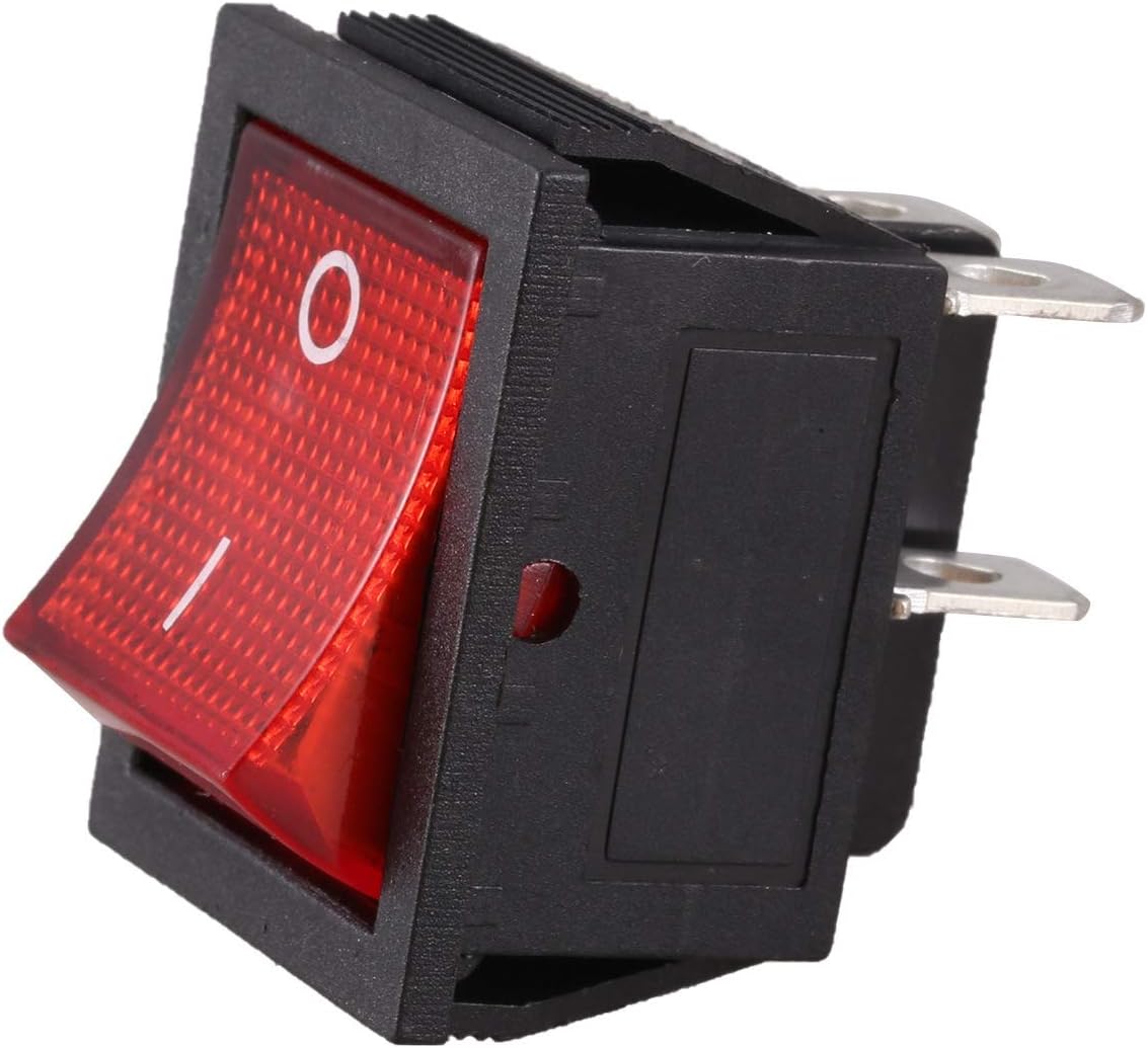 Reround Red Illuminated Lights 4 Pin DPST ON/OFF Rocker Switch 16A 20A 250V AC