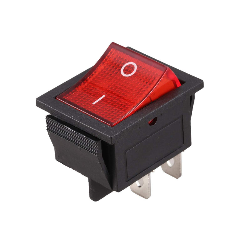 Reround Red Illuminated Lights 4 Pin DPST ON/OFF Rocker Switch 16A 20A 250V AC