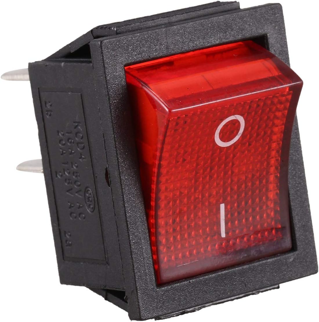Reround Red Illuminated Lights 4 Pin DPST ON/OFF Rocker Switch 16A 20A 250V AC