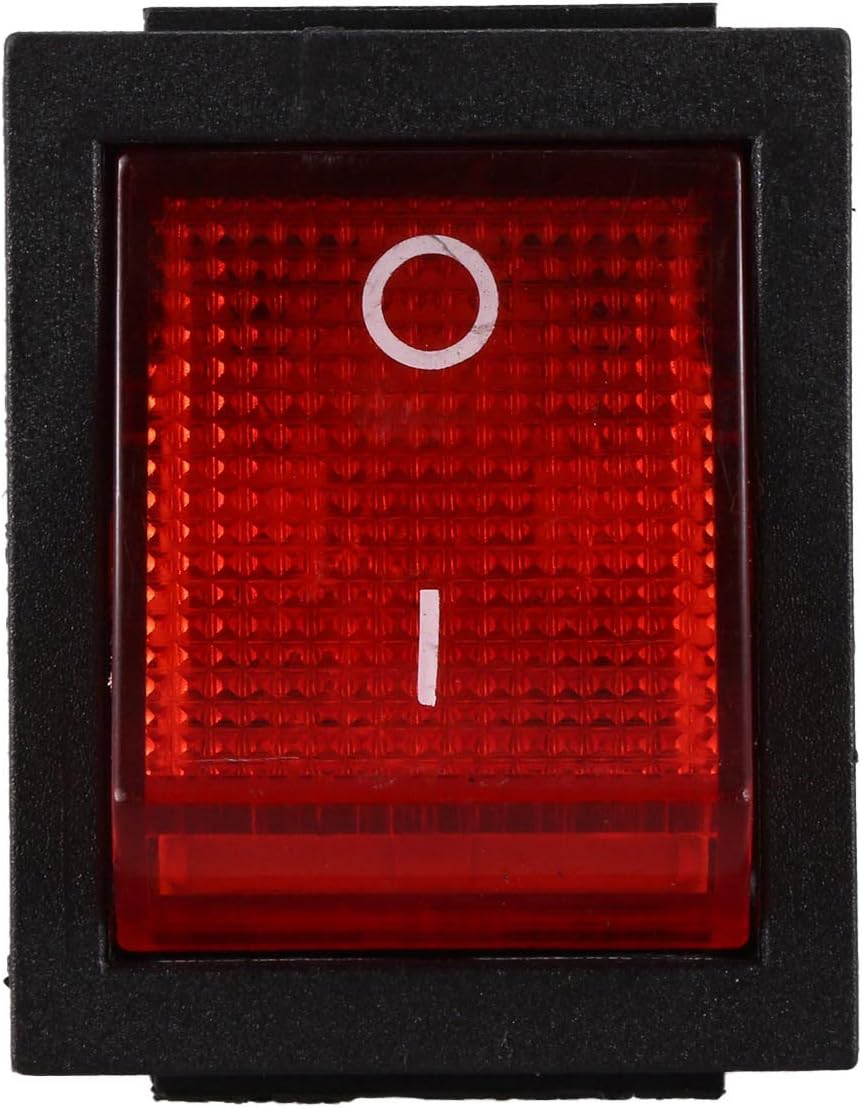 Reround Red Illuminated Lights 4 Pin DPST ON/OFF Rocker Switch 16A 20A 250V AC