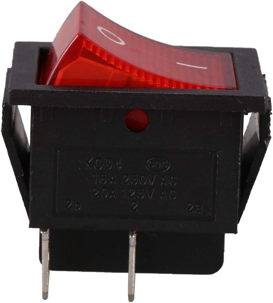 Reround Red Illuminated Lights 4 Pin DPST ON/OFF Rocker Switch 16A 20A 250V AC